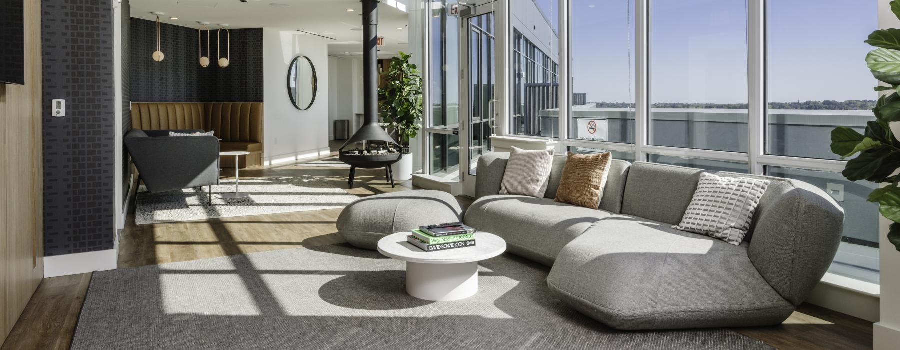 modern seating in a resident lounge space