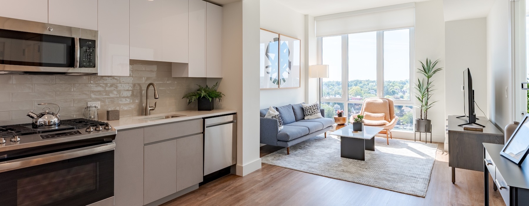 Open space living area with natural lighting